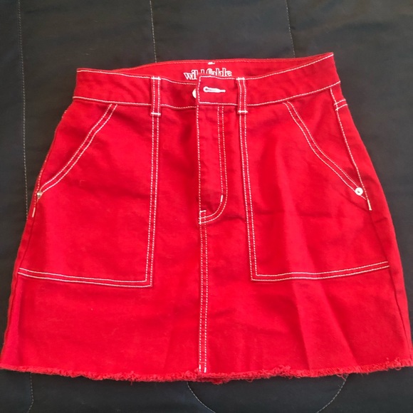 red jeans skirt